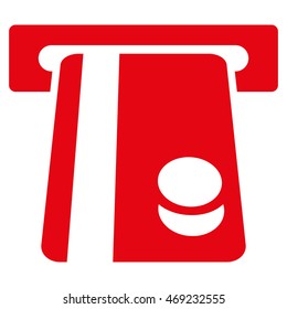 Automated Banking Service icon. Vector style is flat iconic symbol with rounded angles, red color, white background.