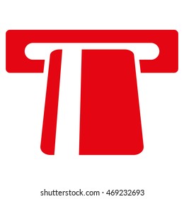 Automated Banking Service icon. Vector style is flat iconic symbol with rounded angles, red color, white background.