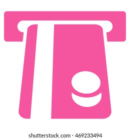 Automated Banking Service icon. Vector style is flat iconic symbol with rounded angles, pink color, white background.