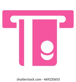 Automated Banking Service icon. Vector style is flat iconic symbol with rounded angles, pink color, white background.