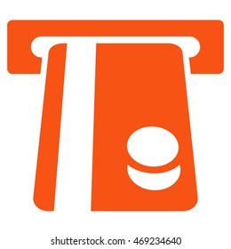 Automated Banking Service icon. Vector style is flat iconic symbol with rounded angles, orange color, white background.