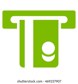 Automated Banking Service icon. Vector style is flat iconic symbol with rounded angles, eco green color, white background.