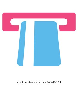 Automated Banking Service icon. Vector style is bicolor flat iconic symbol with rounded angles, pink and blue colors, white background.