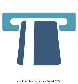 Automated Banking Service icon. Vector style is bicolor flat iconic symbol with rounded angles, cyan and blue colors, white background.