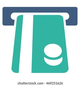 Automated Banking Service icon. Vector style is bicolor flat iconic symbol with rounded angles, cobalt and cyan colors, white background.