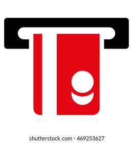 Automated Banking Service icon. Vector style is bicolor flat iconic symbol with rounded angles, intensive red and black colors, white background.