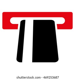 Automated Banking Service icon. Vector style is bicolor flat iconic symbol with rounded angles, intensive red and black colors, white background.