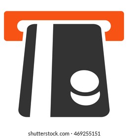 Automated Banking Service icon. Vector style is bicolor flat iconic symbol with rounded angles, orange and gray colors, white background.