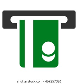 Automated Banking Service icon. Vector style is bicolor flat iconic symbol with rounded angles, green and gray colors, white background.