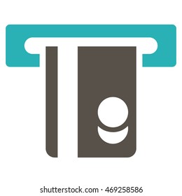 Automated Banking Service icon. Vector style is bicolor flat iconic symbol with rounded angles, grey and cyan colors, white background.