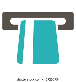 Automated Banking Service icon. Vector style is bicolor flat iconic symbol with rounded angles, grey and cyan colors, white background.