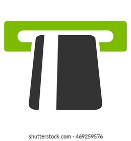 Automated Banking Service icon. Vector style is bicolor flat iconic symbol with rounded angles, eco green and gray colors, white background.
