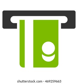 Automated Banking Service icon. Vector style is bicolor flat iconic symbol with rounded angles, eco green and gray colors, white background.