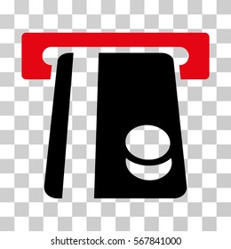 Automated Banking Service icon. Vector illustration style is flat iconic bicolor symbol, intensive red and black colors, transparent background. Designed for web and software interfaces.