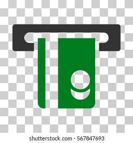 Automated Banking Service icon. Vector illustration style is flat iconic bicolor symbol, green and gray colors, transparent background. Designed for web and software interfaces.