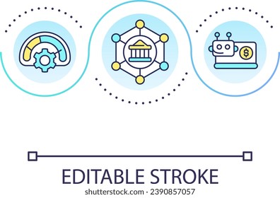 Automated banking system loop concept icon. Financial management. Computer program. Improve performance abstract idea thin line illustration. Isolated outline drawing. Editable stroke