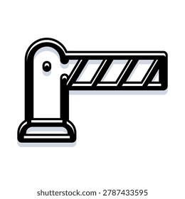 Automated barrier gate icon providing security and regulating entry to parking lots or restricted areas, symbolizing control, protection, and restricted passage