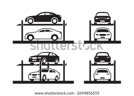 Automated car parking system - vector illustration