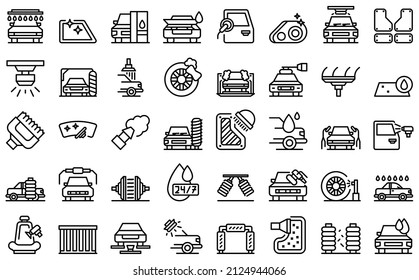 Automated car wash icons set outline vector. Car auto. Vehicle transport