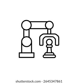 Automated Chess Game With Robotic Arm In Minimalist Line Art