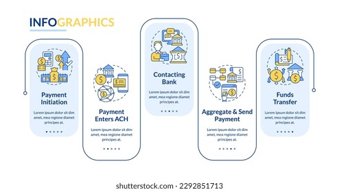 Plantilla de infografía automática del proceso de intercambio de información en azul. Visualización de datos con 5 pasos. Gráfico informativo de la línea de tiempo de edición. Diseño de flujo de trabajo con iconos de línea. Lato-Bold, fuentes regulares usadas