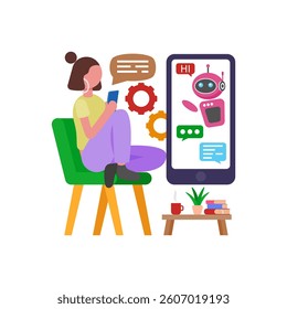 Automated Conversation System Engagement Vector Illustration