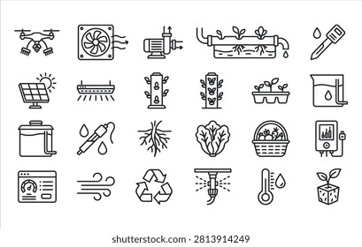 Automated Crop Drying and Processing Facility Icons for Agriculture Industrial Warehouse
