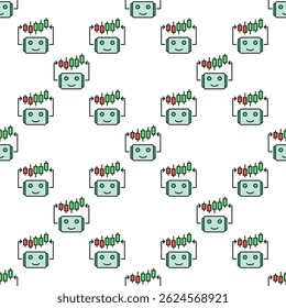 Automated Cryptocurrency Trading Bot with Candlestick Chart vector concept colored seamless pattern