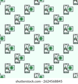 Automated Cryptocurrency Trading on Smartphone vector concept colored seamless pattern