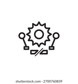 Ícone de corte automatizado simbolizando corte mecânico e modelagem de material, representando fabricação industrial moderna, máquinas especializadas e processos de fabricação de precisão.