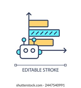 Automated data analysis RGB color icon. Progress tracking. Machine learning. Artificial intelligence in statistics. Isolated vector illustration. Simple filled line drawing. Editable stroke