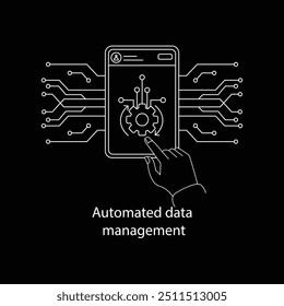  Ícone de gerenciamento de dados automatizado para aprimorar a precisão dos dados e a eficiência operacional com um curso editável.