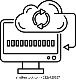 Automated data synchronization Vector Icon Design, Cloud computing Symbol, Client server model Sign, Web Hosting and Edge device stock illustration, Data Sync in Progress with Remote Server Concept 