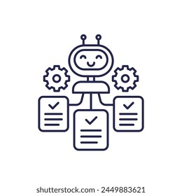 automated document management line icon, business automation vector