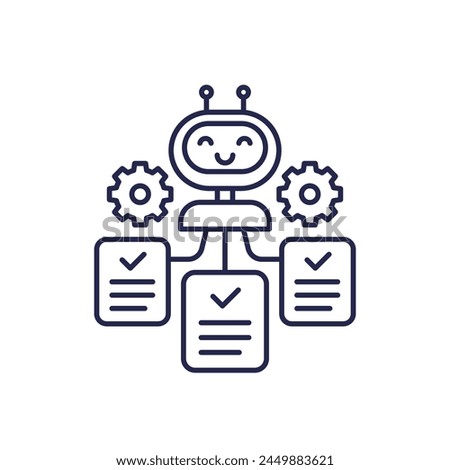 automated document management line icon, business automation vector