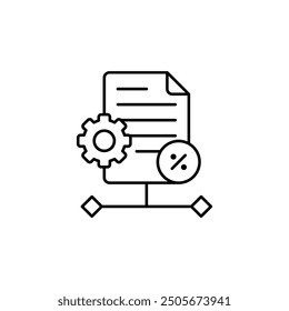 Automatisiertes Dokumentenmanagement-System Icons mit Getriebe- und Netzwerkkonnektivität - Digitale Workflow-Konfigurationsgrafik für effiziente Datenverarbeitungslösungen