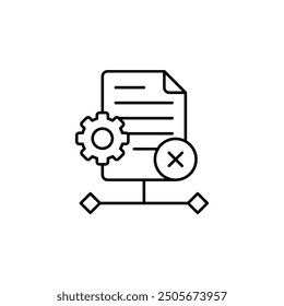 Conjunto de iconos del sistema de gestión de documentos automatizados con conectividad de red y engranajes - Configuración de flujo de trabajo digital Gráfico para soluciones de procesamiento de datos eficientes