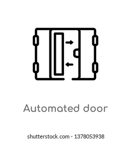 automated door vector line icon. Simple element illustration. automated door outline icon from smart home concept. Can be used for web and mobile