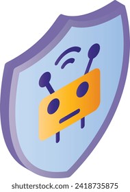 Automated Engaged Conversations Chat Bot isometric Concept, Artificial Intelligence Program Vector color Icon Design, Cloud computing and Internet hosting services Symbol, Virtual world Security Stock