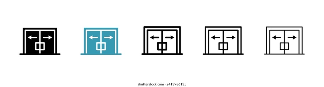 Automated Entry Vector Icon Set. Sensor-based sliding door and automatic gateway vector symbol for UI design.