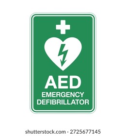 Automated external defibrillator aed emergency sign