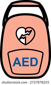 Automatisierter externer Defibrillator AED-Icon-Illustration für medizinische Notfallrettung