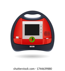 Automatisierte externe Defibrillator-AED-Abbildung - isolierte vektormedizinische Geräte für das Gesundheitswesen 
