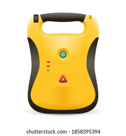 Automated External Defibrillator AED Realistic Icon -  Isolated Vector Medical Equipment In Yellow And Black Colors