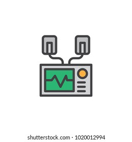 Automated external defibrillator filled outline icon, line vector sign, linear colorful pictogram isolated on white. AED symbol, logo illustration. Pixel perfect vector graphics