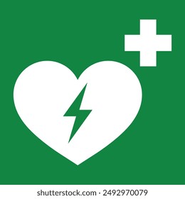 Automated external defibrillator heart icon . Defibrillator symbol vector