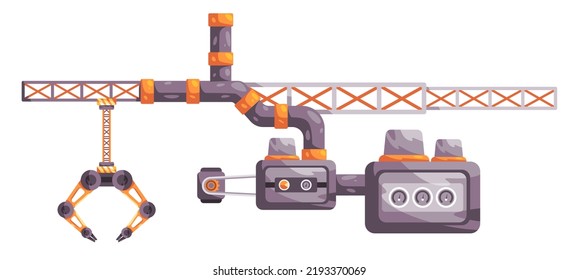 Automated Factory Machine With Robot Arm Pipeline And Valve Gauge Illustration Of High Temperature Processing 