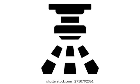 Automated fire suppression system icon for smart home safety and industrial fire control, smart fire control technology.