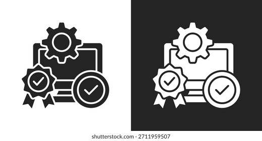 Icono de clasificación automatizada en estilo de glifo blanco y negro