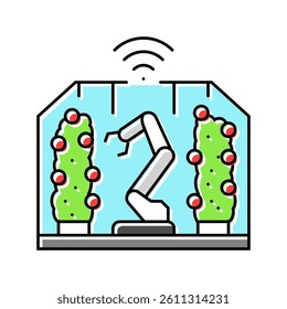 automated greenhouse robot harvests color icon vector. automated greenhouse robot harvests sign. isolated symbol illustration